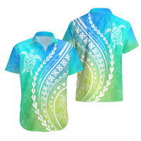 Polynesian Pride Hawaiian Shirt Turtle Hibiscus Luxury Style - Gradient Blue LT7 - Polynesian Pride