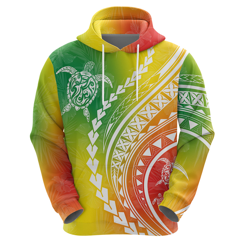 Polynesian Pride Hoodie Turtle Hibiscus Luxury Style - Reggae LT7 - Polynesian Pride