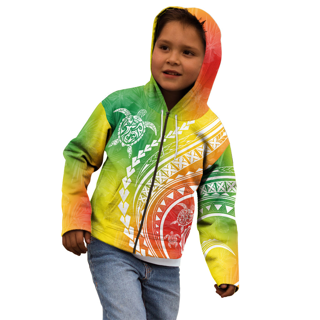 Polynesian Pride Kid Hoodie Turtle Hibiscus Luxury Style - Reggae LT7 - Polynesian Pride