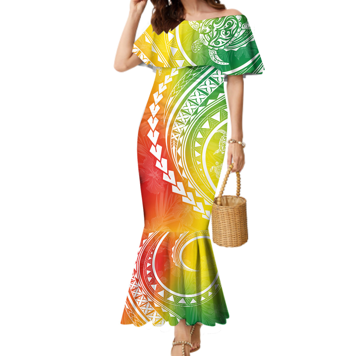 Polynesian Pride Mermaid Dress Turtle Hibiscus Luxury Style - Reggae LT7 Women Reggae - Polynesian Pride