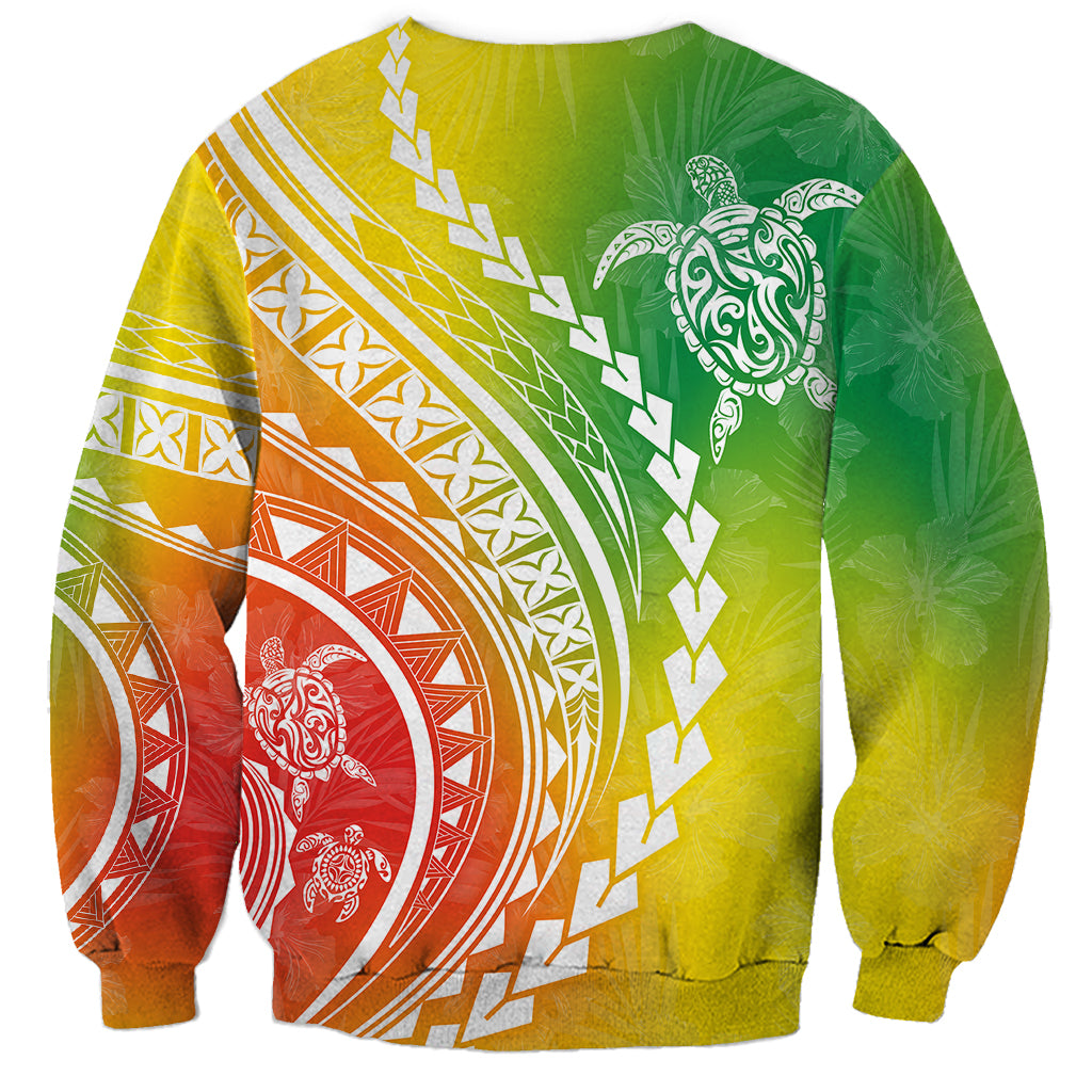 Polynesian Pride Sweatshirt Turtle Hibiscus Luxury Style - Reggae LT7 - Polynesian Pride
