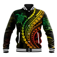 Polynesian Pride Baseball Jacket Turtle Hibiscus Luxury Style - Reggae Ver2 LT7 Unisex Reggae - Polynesian Pride
