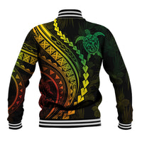 Polynesian Pride Baseball Jacket Turtle Hibiscus Luxury Style - Reggae Ver2 LT7 - Polynesian Pride