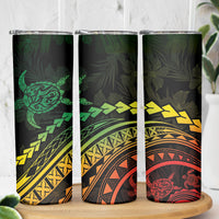 Polynesian Pride Skinny Tumbler Turtle Hibiscus Luxury Style - Reggae Ver2