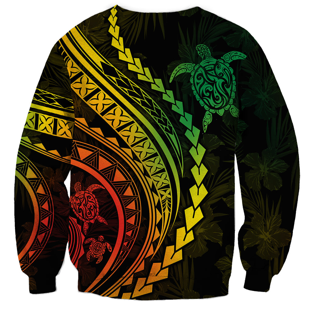 Polynesian Pride Sweatshirt Turtle Hibiscus Luxury Style - Reggae Ver2 LT7 - Polynesian Pride