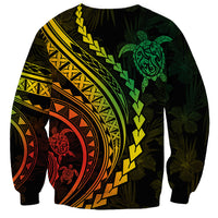 Polynesian Pride Sweatshirt Turtle Hibiscus Luxury Style - Reggae Ver2 LT7 - Polynesian Pride