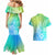 Polynesia Couples Matching Mermaid Dress and Hawaiian Shirt Plumeria Blue Gradient Curves LT7 - Polynesian Pride