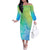 Polynesia Off The Shoulder Long Sleeve Dress Plumeria Blue Gradient Curves LT7 Women Blue Green - Polynesian Pride