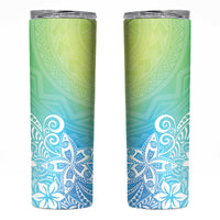 Polynesia Skinny Tumbler Plumeria Blue Gradient Curves