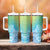 Polynesia Tumbler With Handle Plumeria Blue Gradient Curves