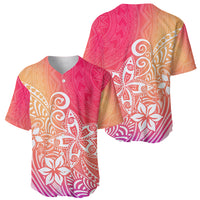 Polynesia Baseball Jersey Plumeria Pink Gradient Curves LT7 - Polynesian Pride