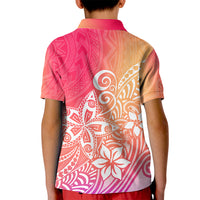 Polynesia Kid Polo Shirt Plumeria Pink Gradient Curves LT7 - Polynesian Pride
