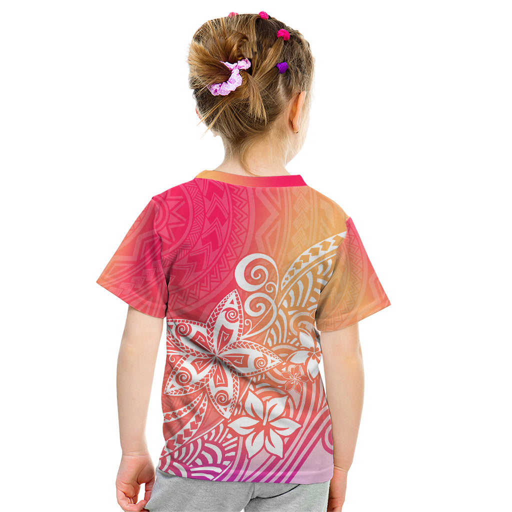Polynesia Kid T Shirt Plumeria Pink Gradient Curves LT7 - Polynesian Pride
