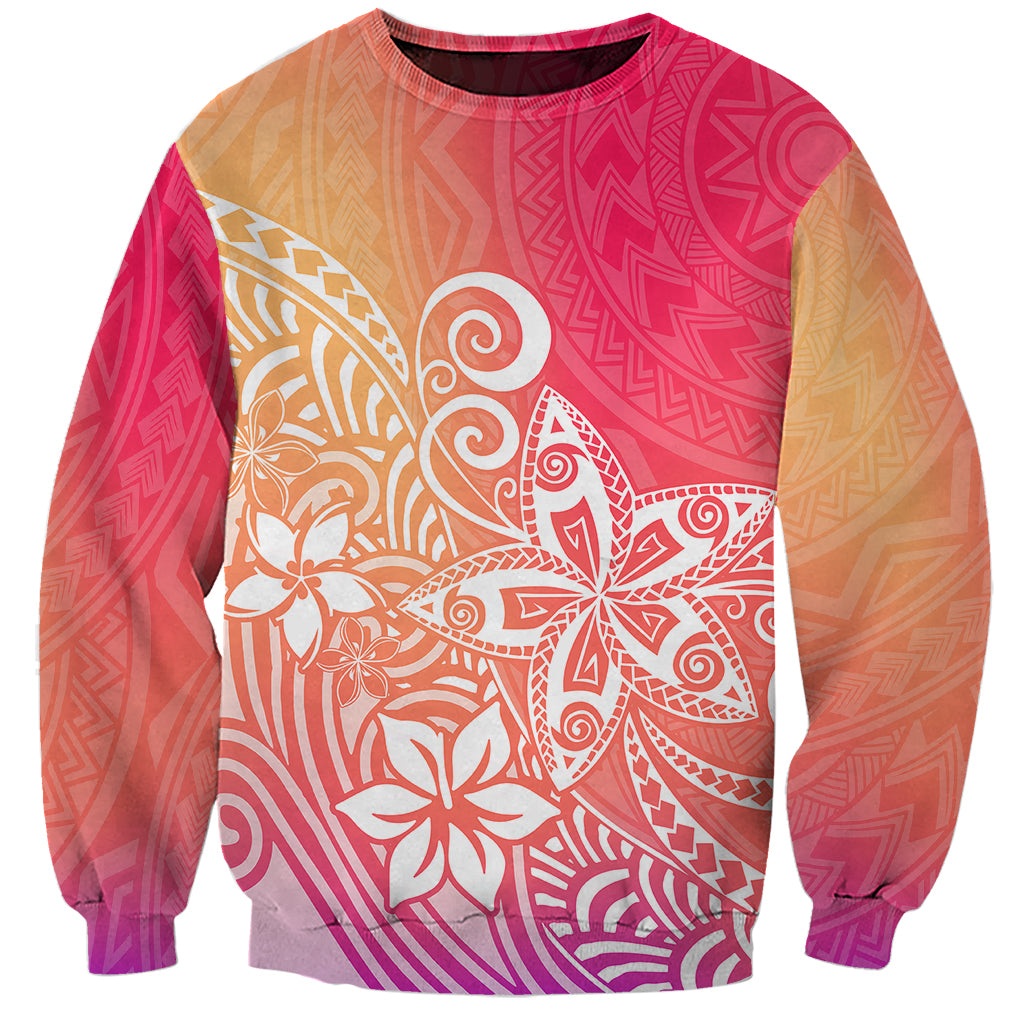 Polynesia Sweatshirt Plumeria Pink Gradient Curves LT7 Unisex Pink - Polynesian Pride