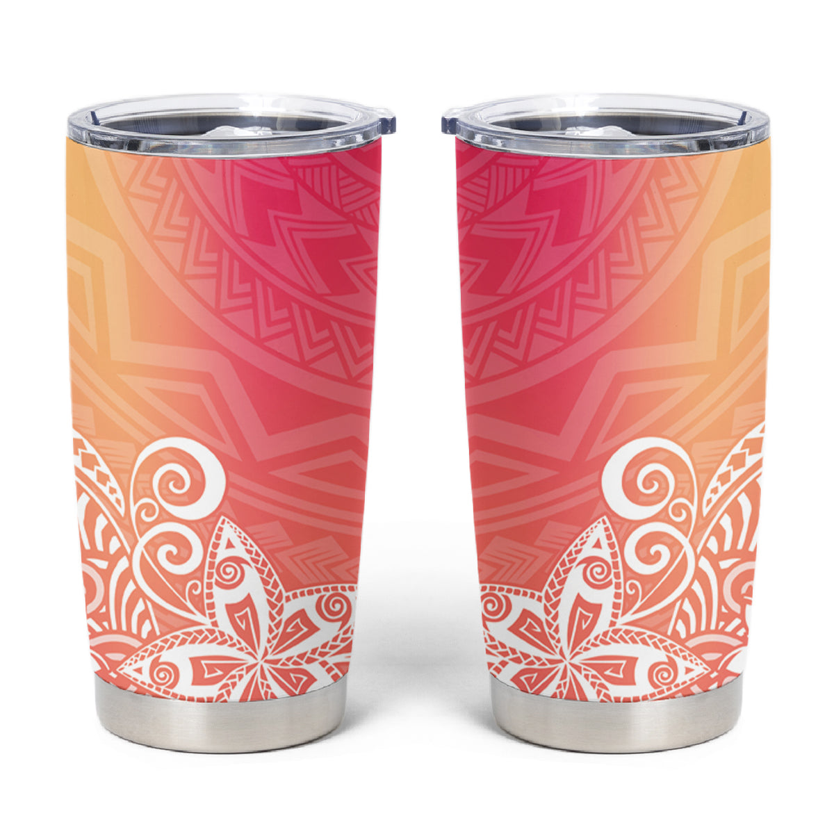 Polynesia Tumbler Cup Plumeria Pink Gradient Curves