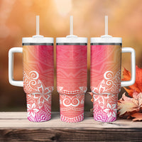 Polynesia Tumbler With Handle Plumeria Pink Gradient Curves