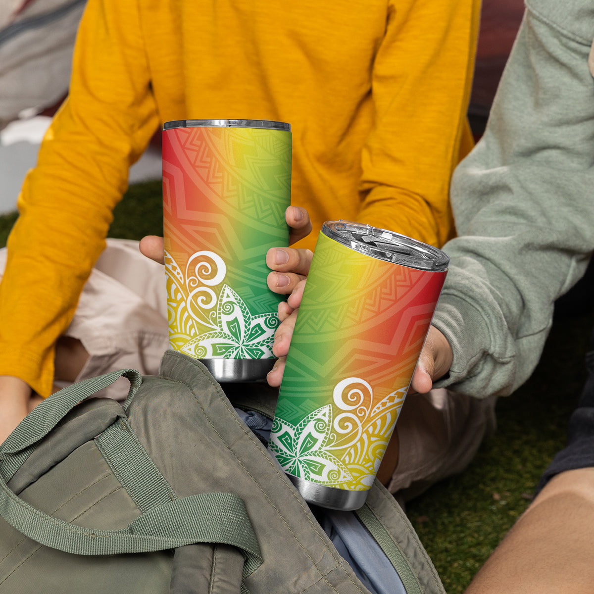 Polynesia Tumbler Cup Plumeria Reggae Curves