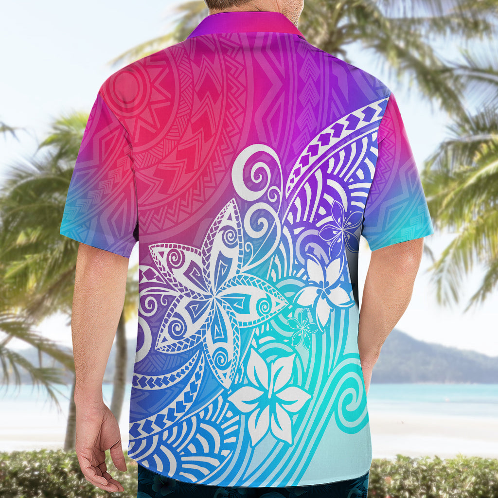Polynesia Hawaiian Shirt Plumeria Galaxy Gradient Curves LT7 - Polynesian Pride