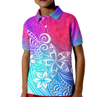 Polynesia Kid Polo Shirt Plumeria Galaxy Gradient Curves LT7 Kid Galaxy - Polynesian Pride