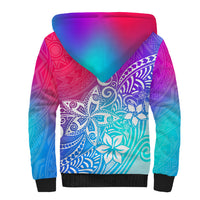 Polynesia Sherpa Hoodie Plumeria Galaxy Gradient Curves LT7 - Polynesian Pride