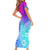 Polynesia Short Sleeve Bodycon Dress Plumeria Galaxy Gradient Curves LT7 - Polynesian Pride