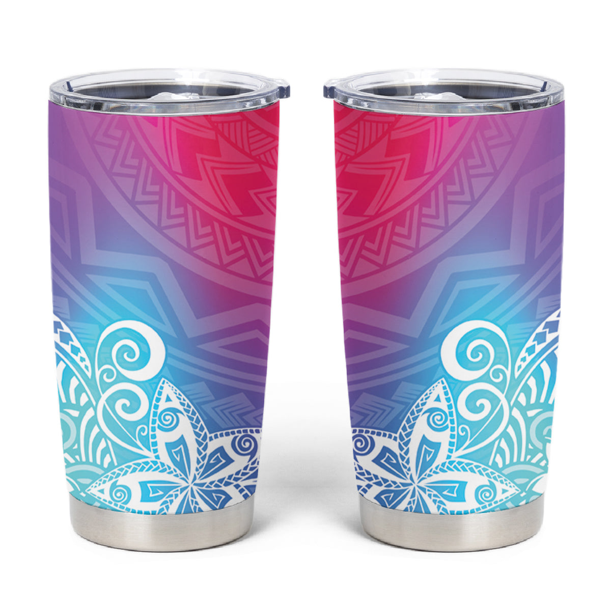 Polynesia Tumbler Cup Plumeria Galaxy Gradient Curves