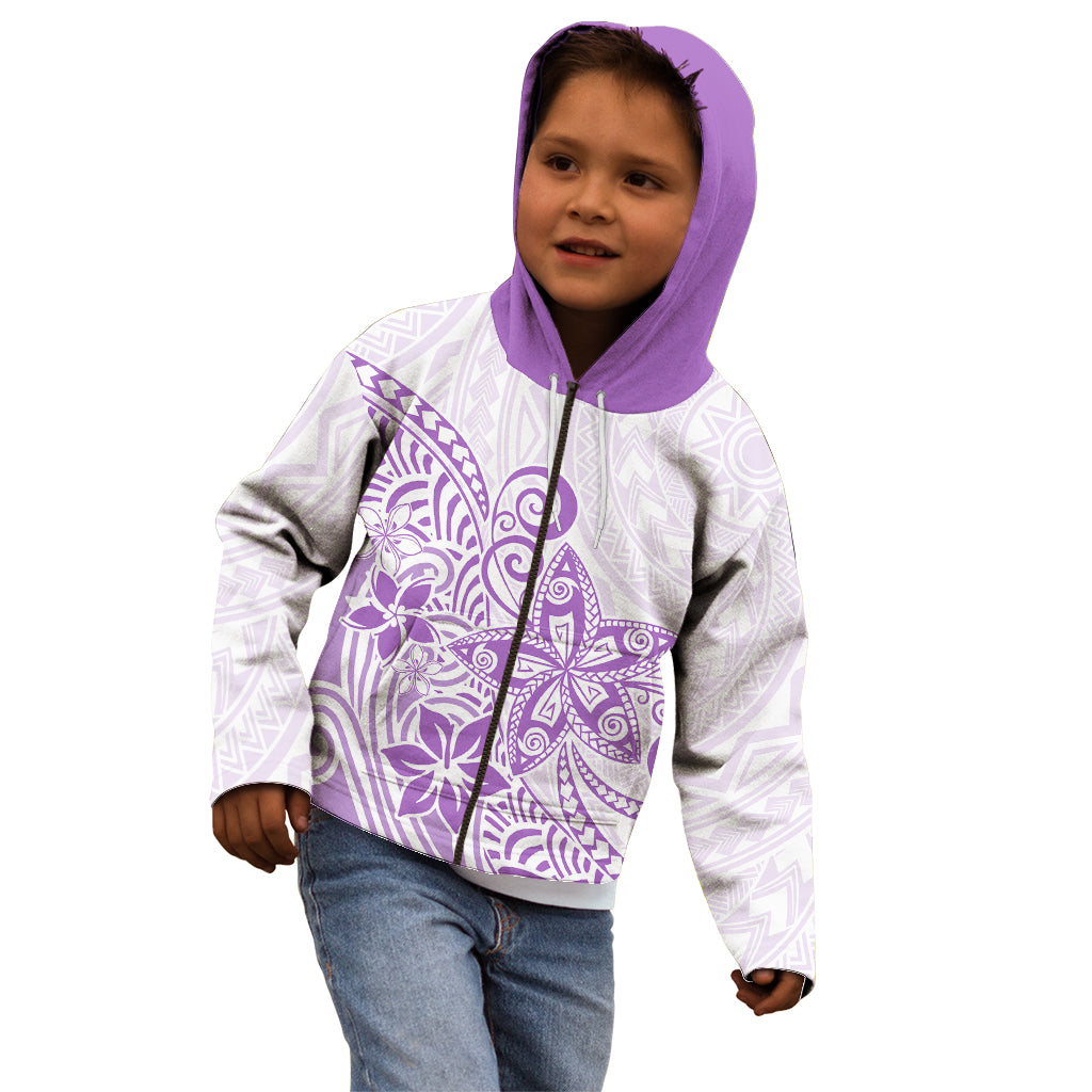 Polynesia Kid Hoodie Plumeria Lavender Curves LT7 - Polynesian Pride