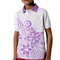Polynesia Kid Polo Shirt Plumeria Lavender Curves LT7 Kid Purple - Polynesian Pride