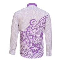 Polynesia Long Sleeve Button Shirt Plumeria Lavender Curves LT7 - Polynesian Pride