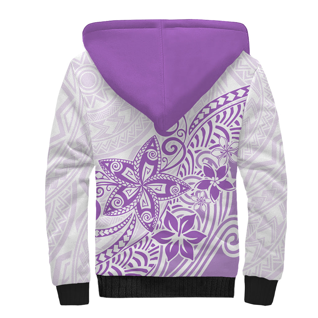 Polynesia Sherpa Hoodie Plumeria Lavender Curves LT7 - Polynesian Pride
