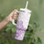 Polynesia Tumbler With Handle Plumeria Lavender Curves