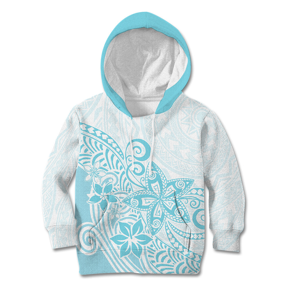Polynesia Kid Hoodie Plumeria Turquoise Curves LT7 Hoodie Turquoise - Polynesian Pride
