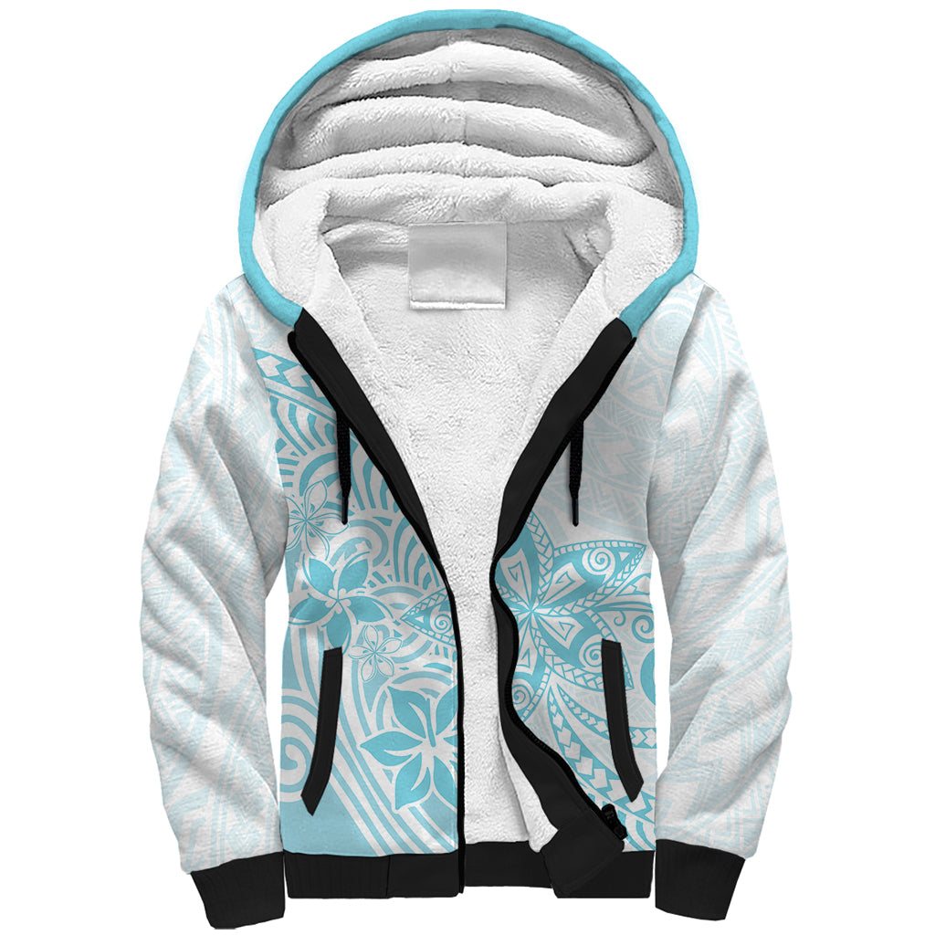 Polynesia Sherpa Hoodie Plumeria Turquoise Curves LT7 Unisex Turquoise - Polynesian Pride
