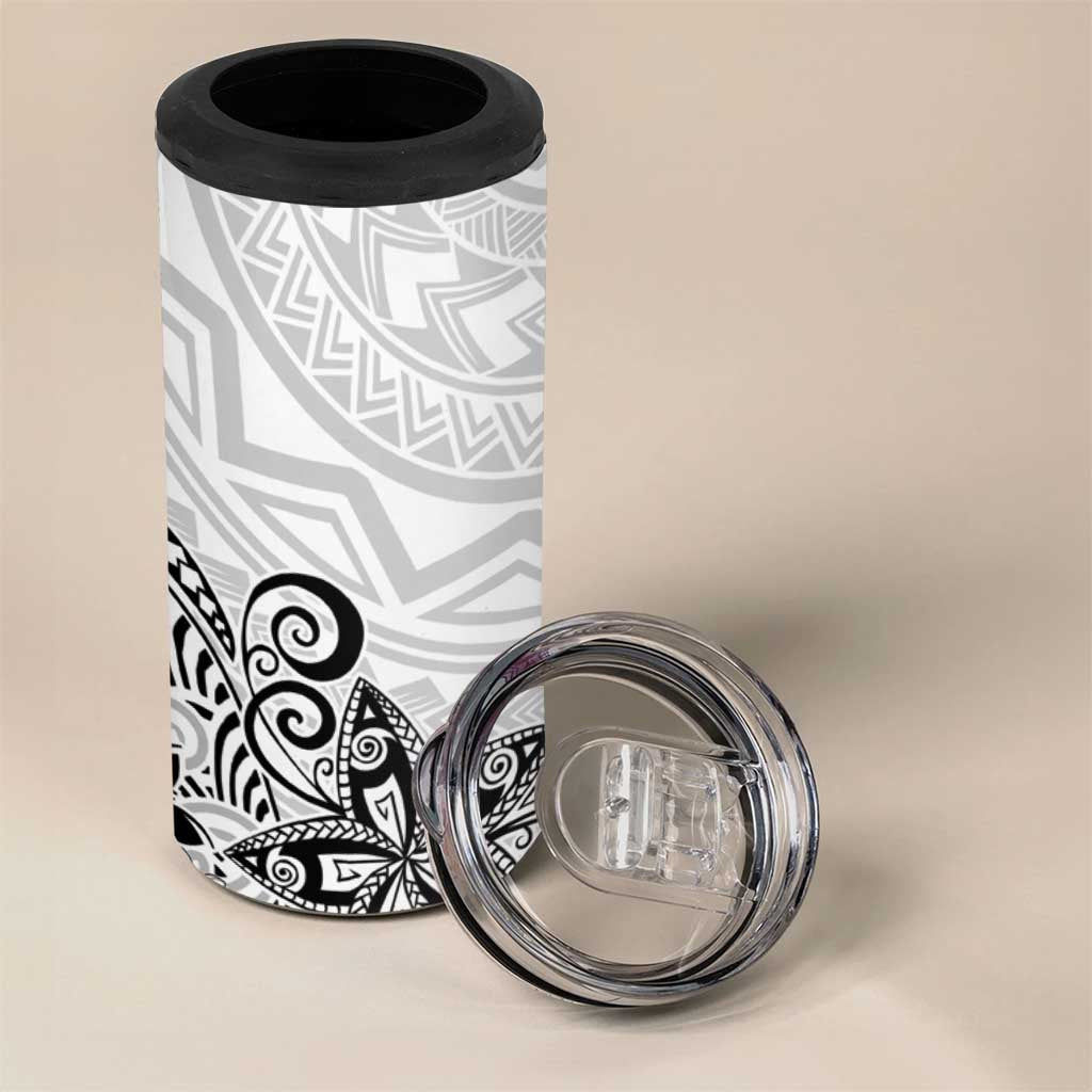 Polynesia 4 in 1 Can Cooler Tumbler Plumeria White Curves