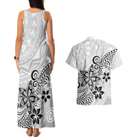 Polynesia Couples Matching Tank Maxi Dress and Hawaiian Shirt Plumeria White Curves LT7 - Polynesian Pride