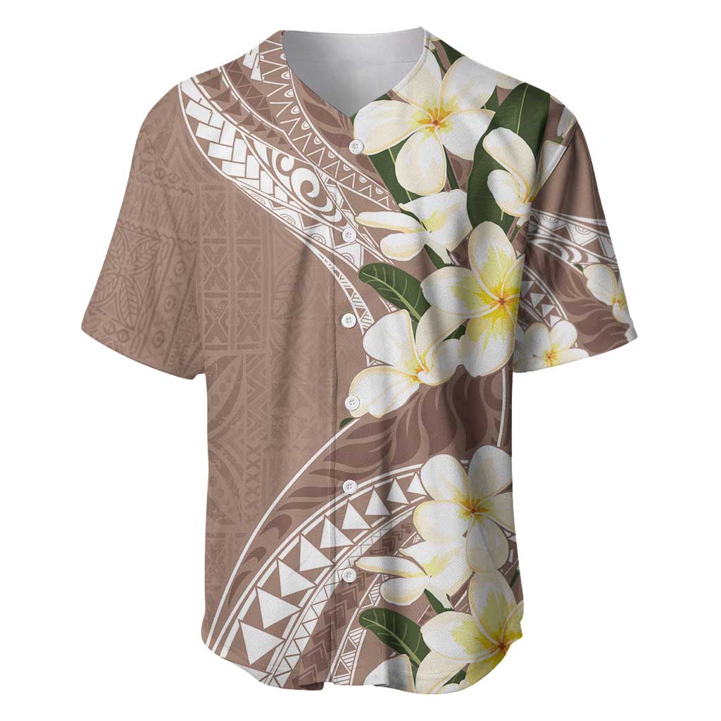 Aloha Hawaii Festive Baseball Jersey Frangipani Lace Classic - Beige