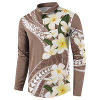 Aloha Hawaii Festive Button Sweatshirt Frangipani Lace Classic - Beige