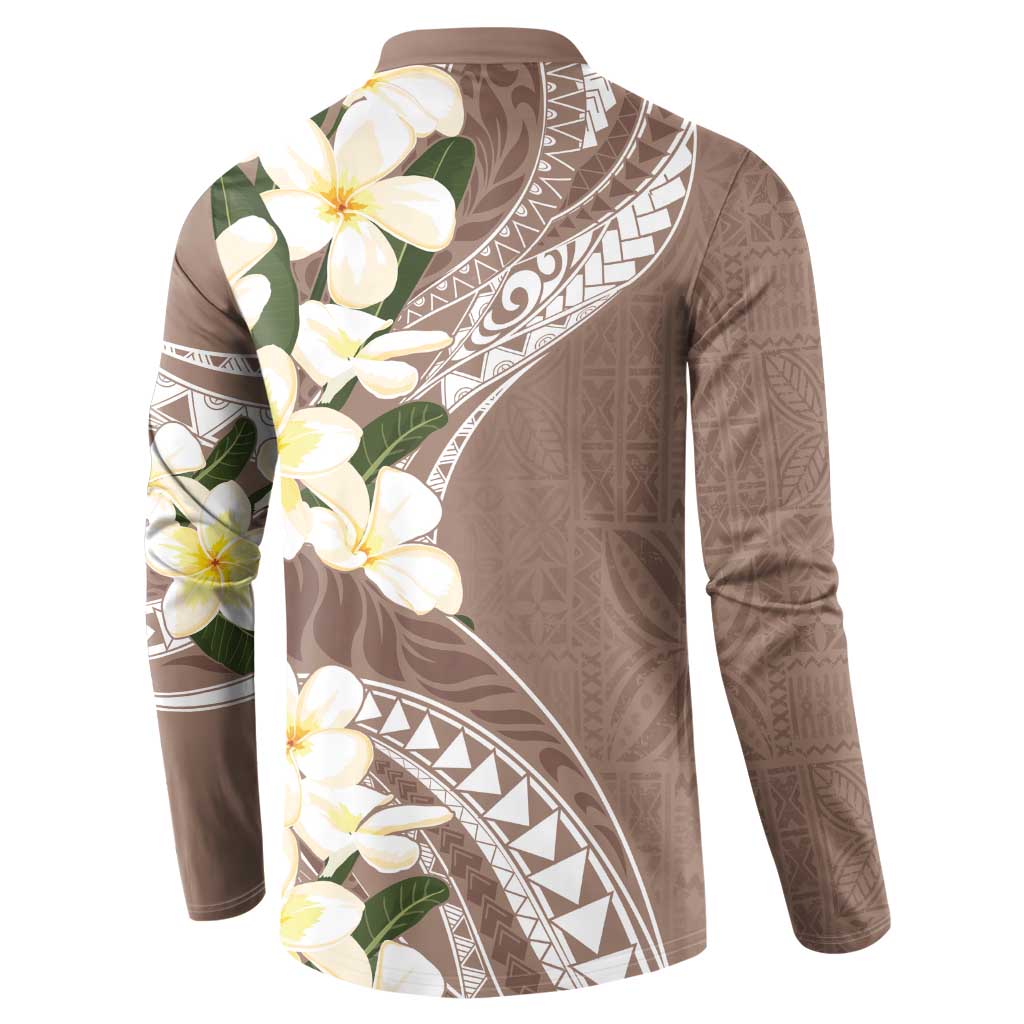 Aloha Hawaii Festive Button Sweatshirt Frangipani Lace Classic - Beige