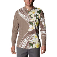 Aloha Hawaii Festive Button Sweatshirt Frangipani Lace Classic - Beige