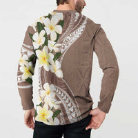 Aloha Hawaii Festive Button Sweatshirt Frangipani Lace Classic - Beige