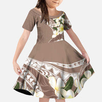 Aloha Hawaii Festive Family Matching Mermaid Dress and Hawaiian Shirt Frangipani Lace Classic - Beige LT7 Daughter's Dress Beige - Polynesian Pride