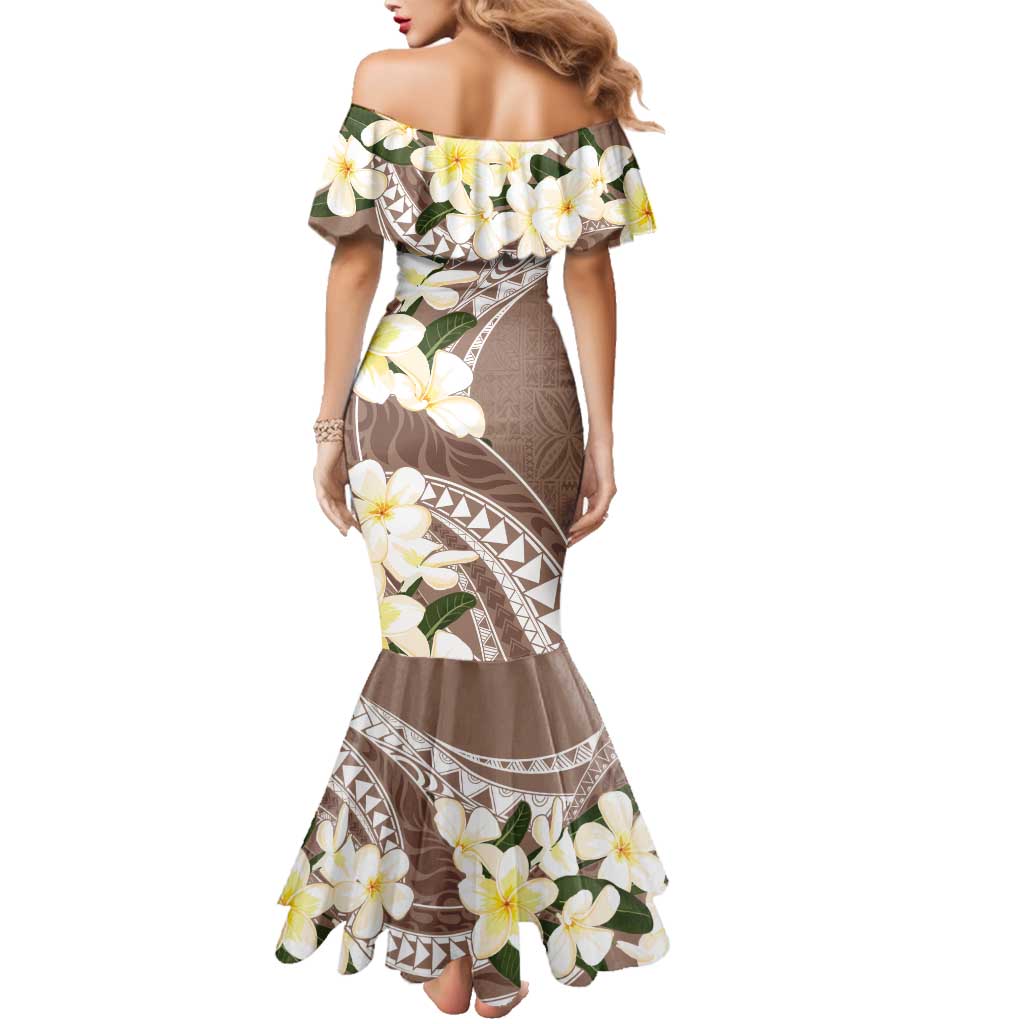 Aloha Hawaii Festive Family Matching Mermaid Dress and Hawaiian Shirt Frangipani Lace Classic - Beige LT7 - Polynesian Pride