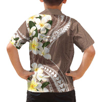 Aloha Hawaii Festive Family Matching Off Shoulder Short Dress and Hawaiian Shirt Frangipani Lace Classic - Beige LT7 - Polynesian Pride