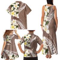 Aloha Hawaii Festive Family Matching Tank Maxi Dress and Hawaiian Shirt Frangipani Lace Classic - Beige LT7 - Polynesian Pride