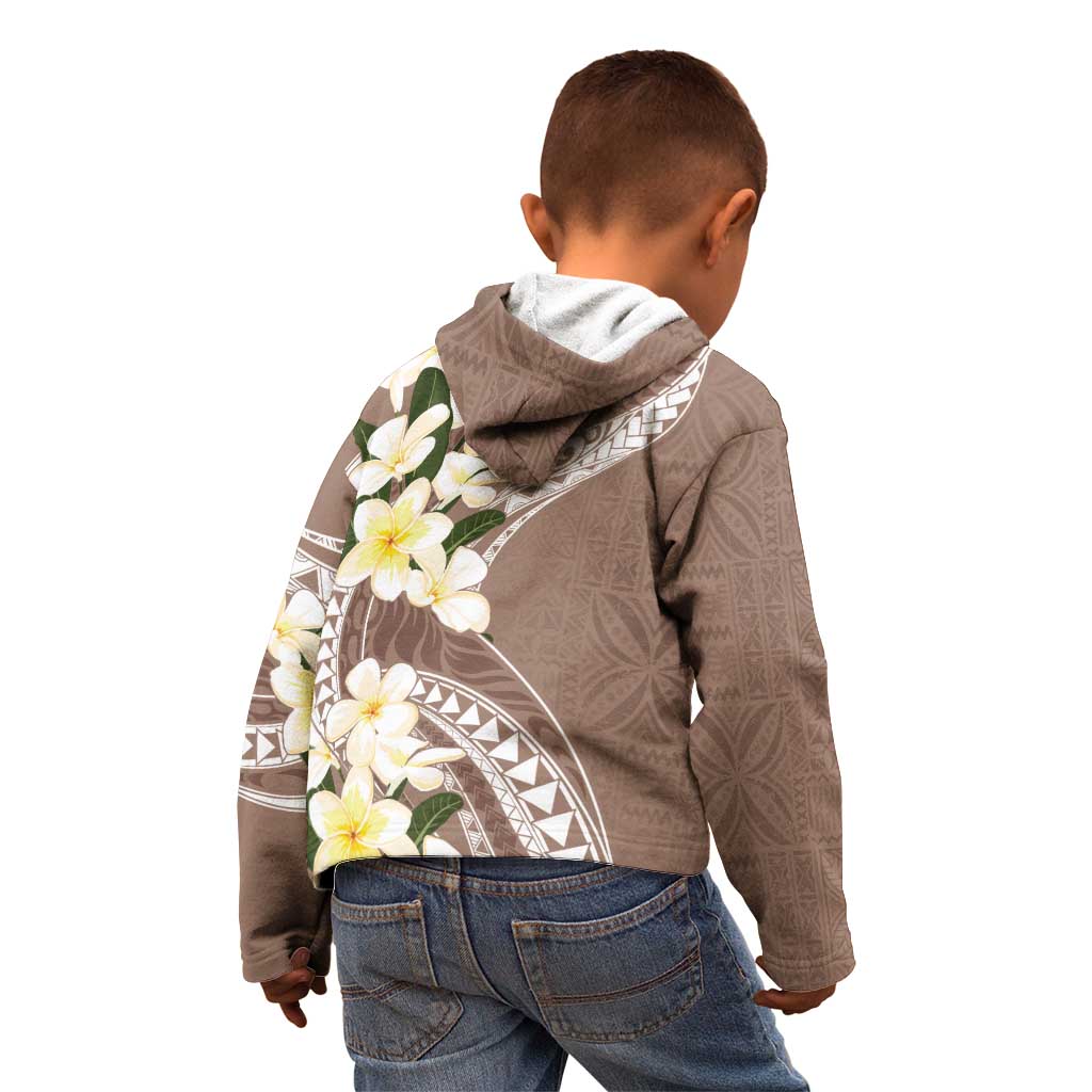 Aloha Hawaii Festive Kid Hoodie Frangipani Lace Classic - Beige