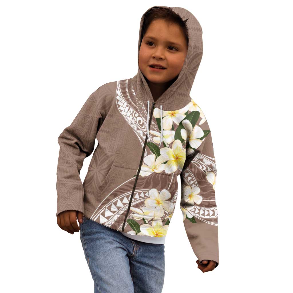 Aloha Hawaii Festive Kid Hoodie Frangipani Lace Classic - Beige