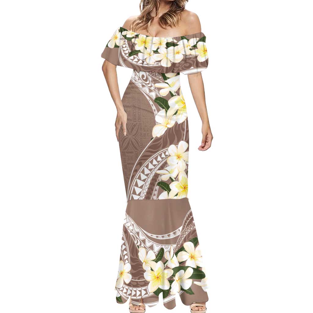 Aloha Hawaii Festive Mermaid Dress Frangipani Lace Classic - Beige