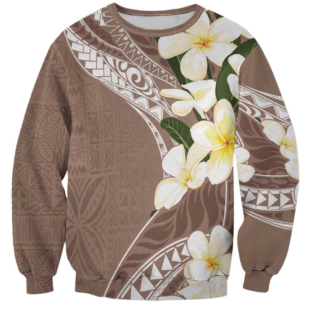 Aloha Hawaii Festive Sweatshirt Frangipani Lace Classic - Beige LT7 Unisex Beige - Polynesian Pride