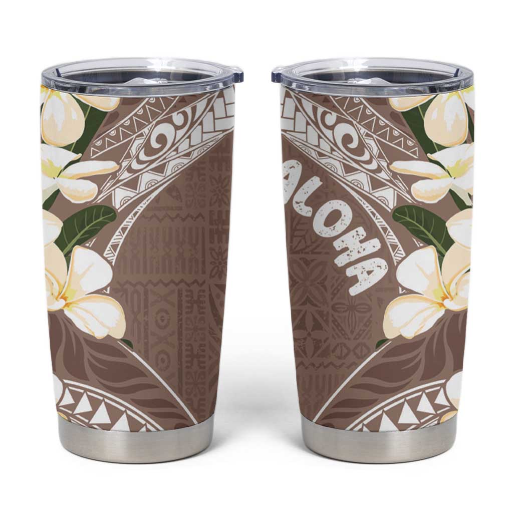 Aloha Hawaii Festive Tumbler Cup Frangipani Lace Classic - Beige