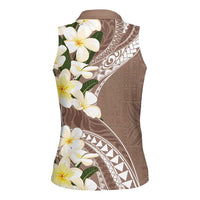 Aloha Hawaii Festive Women Sleeveless Polo Shirt Frangipani Lace Classic - Beige LT7 - Polynesian Pride